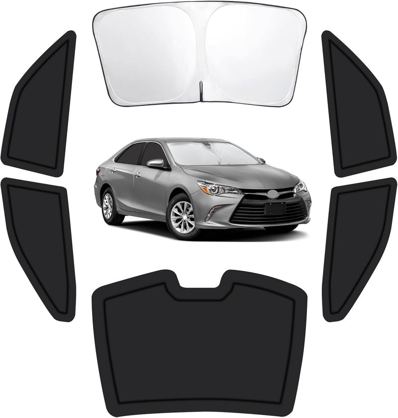 FSHAANY'S 6PCS Car Window Shades for Toyota Camry 2012-2017, Window Covers for Camry Windshield Side Rear Windows, Full Set Privacy Protection Car Sunshade with UV Blocking for Camping Napping - Image 1